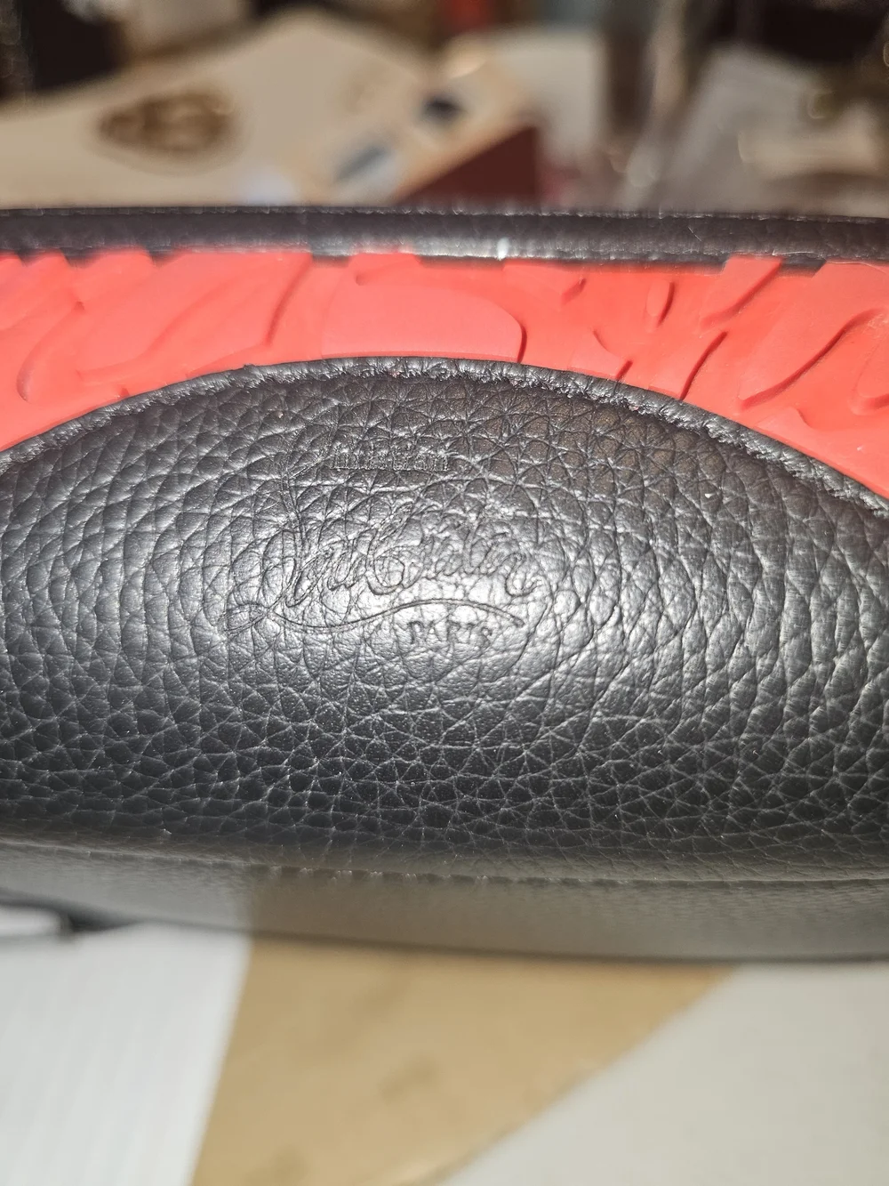 Christian Louboutin Bum Loubilab Black Pebbled Leather Crossbody Bag Red Lining